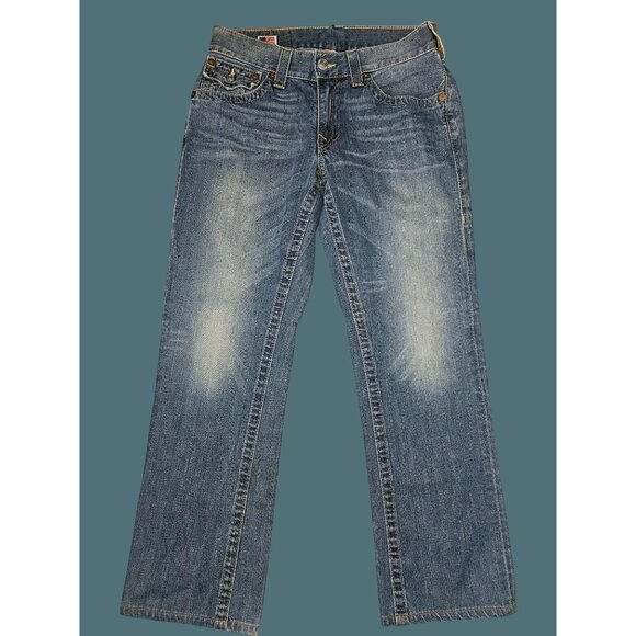 True Religion Ricky Flap Pockets Straight Leg Cotton Jeans Men 33 (30) USA Made - Picture 1 of 10